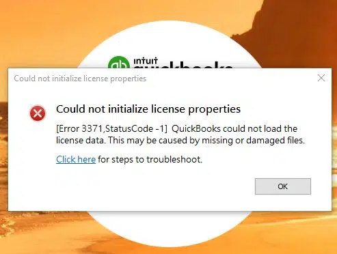 QuickBooks Error 3371 with Status Code 1 - Image