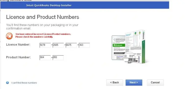 license number and product code- screenshot