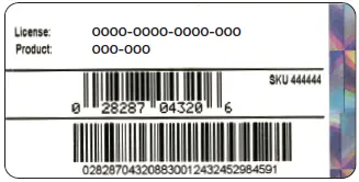 license and product numbers - Screenshot Image
