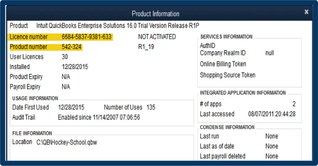 Product Information - Screenshot