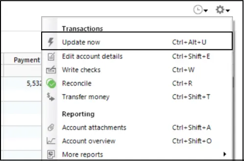 Updating QuickBooks Account - Screenshot