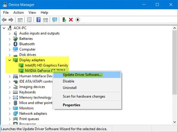 Update video card drivers to recent release - Screenshot Image