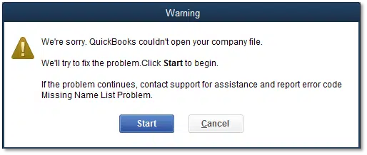 Fix Error - Missing Name List Problem in QuickBooks - Image