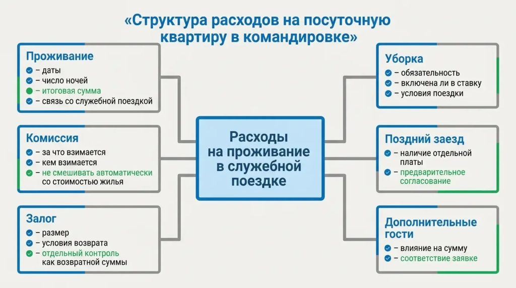 Структура расходов на посуточную квартиру в командировке
